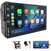 XINROAM Autoradio 2 DIN con Carplay e Android Auto - Schermo tattile da 7 pollici con telecamera posteriore, Mirror Link, USB/AUX/FM, adatto per veicoli a 12V