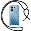 Pnakqil Cover per Xiaomi Redmi Note 13 4G con Cordino, Trasparente Custodia con Laccio Tracolla Cellulare Girocollo Collana Protettiva per Redmi Note 13 4G 6.67, Nero