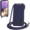 WenBaby Cover Compatible con Samsung Galaxy A32 5G,Cellulare Girocollo Custodia con Cordino TPU Corda Silicone Case Bumper per Samsung Galaxy A32 5G Custodia, Blu navy