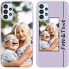 Yoedge Custom Cover Personalizzata Custodia per Samsung Galaxy A32 (5G) 6,5 Personalizzato con Foto Testi, TPU Silicone Personalizza Case Immagine Personalizzabili Case per Samsung A32, Erba Viola