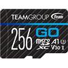 TEAMGROUP GO Card 256 GB Micro SDXC UHS-I U3 V30 4K per GoPro & Action Camera Scheda di memoria flash ad alta velocità con adattatore per attività all'aperto, sport, riprese 4K TGUSDX256GU303