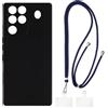 Shantime Custodia e Tracolla Compatibile con ZTE Nubia RedMagic 11 Pro+ 5G Cover per Telefono e Cinturino da Collo Regolabile con Fibbie in Metallo e 2 Patch(Nero + Blu)