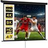HOMCOM Telo Proiettore da 84 Pollici 4K HD Formato 4:3, Altezza Regolabile Manuale, Schermo Proiettore da Parete Soffitto, Grandangolo 160°, Telo Videoproiettore per Casa Home Cinema Ufficio, Nero