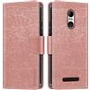 Shantime Custodia in Pelle PU a Righe Compatibile con Brondi Amico Smartphone 4G, Cover Portafoglio con Chiusura Magnetica, Scomparti Carte e Funzione Stand (Oro rosa)
