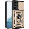 HONLEN Custodia Adatta per Samsung Galaxy S23 Ultra (6.8 Inches), Cover per PC Armor Anello kickstand con Base Magnetica - Oro
