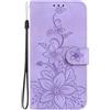 ShuiSu Custodia a portafoglio in pelle vegana per Motorola Moto G9 Play/Moto E7 Plus, custodia protettiva a portafoglio con fiore in rilievo, doppia chiusura magnetica, funzione cavalletto, tasche per