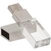 HONGPAS Chiavetta USB 3.0 a forma di rettangolo trasparente, con illuminazione a LED, ideale come regalo di compleanno o matrimonio, colore argento (32 GB)