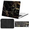 FFBOFFC Cover per MacBook Air 13 Pollici 2020 2019 2018 Modello A2337 A2179 A1932 M1 Chip Touch ID, Plastica Custodia Rigida Protettiva & Copritastiera & Borsa, Marmo nero dorato