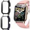 Blueshaweu Custodia per Nerunsa P66D Smartwatch 1,85 Pollici, Hard PC con Vetro Protezione Schermo Compatibile con Aptkdoe / Dotn / Ddidbi Smartwatch (Nero +