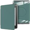 WUUAIR Custodia magnetica staccabile girevole a 360° con supporto e accensione e spegnimento automatico per Paperwhite 12a generazione da 7 (versione 2024), cover posteriore trasparente, verde notte