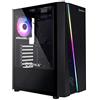 Unykach - Case Computer GamingATX Glayze Nero, frontale ARGB, pannello laterale in vetro temperato, 1 ventola RGB 120 mm, sistema di montaggio senza strumenti, 1 USB 3.0 e 2 USB 2.0