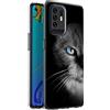 Mixroom - Cover Custodia Back case In TPU Silicone Morbida Per Oppo A94 5G Fantasia Gatto Occhi Azzurri M569