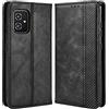 DOINK Cover in retrò Pelle per ASUS Zenfone 8 (ZS590KS), Premium Custodia in Portafoglio con Slot per Schede e Contanti - Nero