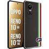 CUSTOMIZZA - Custodia cover nera morbida in tpu compatibile per Oppo Reno 10 5G - 10 PRO 5G effetto fibra di carbonio bandiera Italia made in Italy