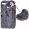 SNCLET Fluffy Fur Plush Case per Google Pixel 3a Custodia Peluche Faux Pelliccia Pelosa e Morbida LOVE Peluche Pom Pom Luccichio Diamante Silicone Bumper Pretettiva Cover per Google Pixel 3a,Grigio Scuro