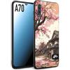 CUSTOMIZZA - Custodia cover nera morbida in tpu compatibile per Samsung A70 casa giapponese rosa ciliegio in fiore disegnata tattoo