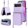 Cmeilau Custodia per telefono a portafoglio in pelle Custodia per porta carte con tracolla a tracolla per Motorola Razr 40, Custodia protettiva per telefono con cerniera pieghevole multifunzionale (Purple)