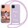 Yoedge Cover con Cordino per Samsung Galaxy A12 Personalizzata 6,5, Custodia con Laccio Collana Custodie Personalizzabile con Foto Testi Immagine Personalizzate Viola Custom per Samsung A12 Case