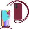 MBSLFY Cover per Cordino con Collana per Samsung Galaxy A52S/A52 5G, Custodia Silicone Morbido con Corda, Case Tracolla Silicone con Necklace Regolabile per Samsung Galaxy A52S/A52 5G, Rosso