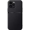 Kepuch Cover per iPhone 15 Pro Max - Custodia Case Piastra Metallica Incorporata Litchi Grano - Nero