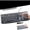 i-Tensodo Confezione da 2 coperture per tastiera Logitech K120 e MK120 ergonomiche da scrivania USB, tastiera Logitech K120 e MK120, layout americano, impermeabile, anti-polvere, colore nero + trasparente