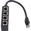 Leopacat Sdoppiatore Ethernet,Adattatore Splitter Rj45 da 1 a 4 con Cavo di Prolunga da 1m per Case Uffici Connessioni Cat5, Cat5E, Cat6, Cat7 Adattatore Connettore Presa Lan Ethernet