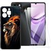 ESACMOT Custodia TPU Stampata + 2 Pellicole in Vetro Temperato Compatibili con Doogee Note 58, Cover Artistica Slim Antigraffio Antishock, Protezione Totale