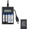 Generic Caricabatterie AA AAA | Caricabatterie ricaricabile ad alta velocità a 4 slot con display LCD intelligente | Compatibile con batterie ricaricabili NiMH AA/AAA da 1,2 V per casa, ufficio, viaggi