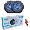 GK SOUND KIT SET PER PYLE PLMRS53BL 2 altoparlanti diffusori neri con luci led a 2 vie, diametro 5,25 162 mm, 90 watt rms 180 watt max, waterproof, barca, a coppia + cavi di montaggio