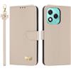 TAUYN Custodia per Honor 400 Lite, PU Pelle Flip Cover Antiurto TPU Custodie, Slot per Schede & Supporto Funzione, con Cordino -Albicocca