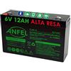 ANFEL Batteria al Piombo Ricaricabile 6V 12AH 12000mAh 151 mm x 50 mm x 95 mm per allarmi antifurti, sistemi di Sicurezza, Batterie di Ricambio per ups USV, Solar, Solarpanel