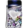 BLOTECH Cover per Oppo A5 Pro Custodie Cover PU Pelle Slot Case per Portafoglio Fessura Colorati Copertina Flip Caso Phone Custodie in Con Slot per Schede Magnetica Caso - pietre a forma di cuore