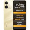 realme Note 70T 4+256GB Smartphone, Display Eye Comfort da 6,75'' a 90Hz, Batteria da 6000mAh, Protezione ArmorShell, Chipset Octa-core, 7,94 mm Ultra Sottile, IP54,Oro Sabbioso,Senza Caricabatterie