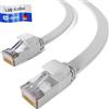 HB-Digital 1m Patch Cable CAT.7 LAN Flat U/FTP Network Cable 2x RJ45 Plug Copper Profi Slim flessibile 10 Gbits Ethernet Port 600 MHz Internet-cable PC Router Switch Modem TV Console bianco