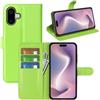 Fertuo Cover per iPhone 16, Custodia Portafoglio Cover a Libro in Pelle Flip Case con Silicone Bumper, Fibbia Magnetica, Porta Carte, Kickstand, per iPhone 16, Verde