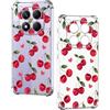 Nuxiady Cover per Xiaomi Redmi Note 14 Pro 4G Sottile silicone TPU Trasparente Antiurto Case Fiore Disegni Antigraffio Bumper Cover per Redmi Note 14 Pro 4G, Ciliegia