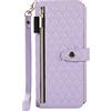 XIMAND Custodia per Samsung Galaxy Z Fold 3 5G, in pelle PU antiurto di lusso, custodia a portafoglio con cerniera magnetica, regalo alla moda (viola)