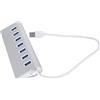 Gadpiparty Hub USB 3.0 Multifunzione 7 Porte, Splitter USB Dati Portatile per Laptop, Protezione da Sovratensione e Base Antiscivolo, Accessorio Computer Compatibile per PC per Ufficio e Casa