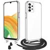 WenBaby Cover Trasparente con Cordino per Samsung Galaxy A33 5G,Custodia con Regolabile Collana per Galaxy A33 5G [Antiurto] [AntiGraffio] [Antiscivolo] Case con Laccio Tracolla, Nero