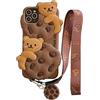 SGVAHY Custodia per iPhone 15 Plus con Cinturino Cordino Portachiavi, Carino Orso Biscotto Kawaii Divertente Custodia Protettiva Antiurto in Morbido Silicone per Donne Ragazze