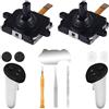 Ikpek Kit di ricambio per joystick Meta Quest 3 (10 in uno), kit di riparazione per controller Oculus Quest 3, include 4 joystick, 4 impugnature per levetta, cacciavite T5, pinzette, strumento di leva