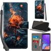 PHINIENLAND Cover per Samsung Galaxy A7 2018 Case PU Pelle Custodia [Kickstand] [Chiusura magnetica] [Slot per Schede], Portafoglio Flip Custodia per Samsung A7 2018,Fiamma