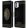 Head Case Designs Licenza Ufficiale AC Milan Nero E Oro Stemma Custodia Portafoglio in Pelle Compatibile con Apple iPhone 11