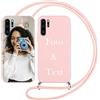 Yoedge Cover con Cordino per Huawei P30 Pro Personalizzata 6,47, Custodia con Laccio Collana Custodie Personalizzabile con Foto Testi Immagine Personalizzate Rosa Custom per Huawei P30 Pro Case
