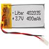 Liter energy battery Batteria 402035 LiPo 3.7V 400mAh 1.48Wh 1S 5C Liter Energy Battery per l'elettronica Ricaricabile Telefono Portatile Smartwatch Orologio GPS - Non adatto per Radiocomando 37x20x4mm (400mAh|402035)