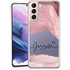 TULLUN Custodia personalizzata per Samsung Galaxy A32 5G, in morbido gel trasparente, design marmo rosa oro con iniziali e nome e testo - nome cuore