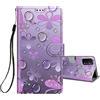 HopMore Cover a Libro per Oppo A54 5G / A74 5G in Pelle con Silicone Morbido Custodie Oppo A54 5G / A74 5G Portafoglio Disegni Custodia Antiurto 360 Gradi Accessori Leather Case - Fiore Viola