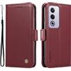 XINNI Cover per Oppo A80 5G Custodia, Semplice Cellulare Libro Antiurto Flip Pelle PU/TPU Magnetica Case, VinoRosso