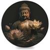 LLONGKT Tappetino per mouse rotondo con motivo Buddha (20,3 cm), testurizzato, antiscivolo e impermeabile, bordi cuciti per giochi, ufficio e casa
