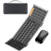 ProtoArc XKM01 - Tastiera e mouse pieghevoli, con tastierino numerico, 2,4 G + Dual Bluetooth, layout QWERTZ, Windows/Mac/Android, colore: grigio
